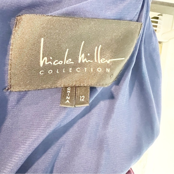 NICOLE MILLER COLLECTION BLUE SEQUIN FORMAL EVENING PARTY DRESS WOMENS SZ 12 - Picture 5 of 8